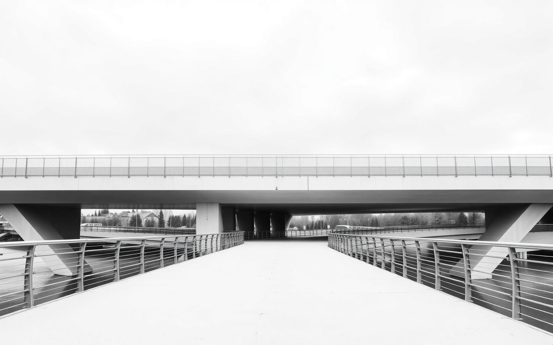 Modern white concrete infrastructure bridge